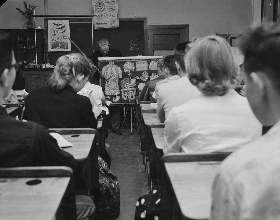 classroom, student, high school, anatomy class, teacher, Iowa, desk, Children, Bloomfield, IA, Schools and Education, Lemberger, LeAnn, Iowa History, history of Iowa