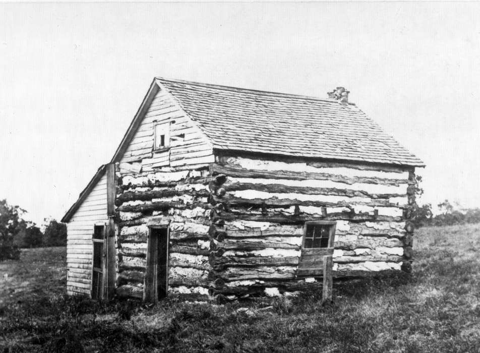 Iowa History, history of Iowa, log cabin, Iowa, house, Scherrman, Pearl, Homes, Farley, IA