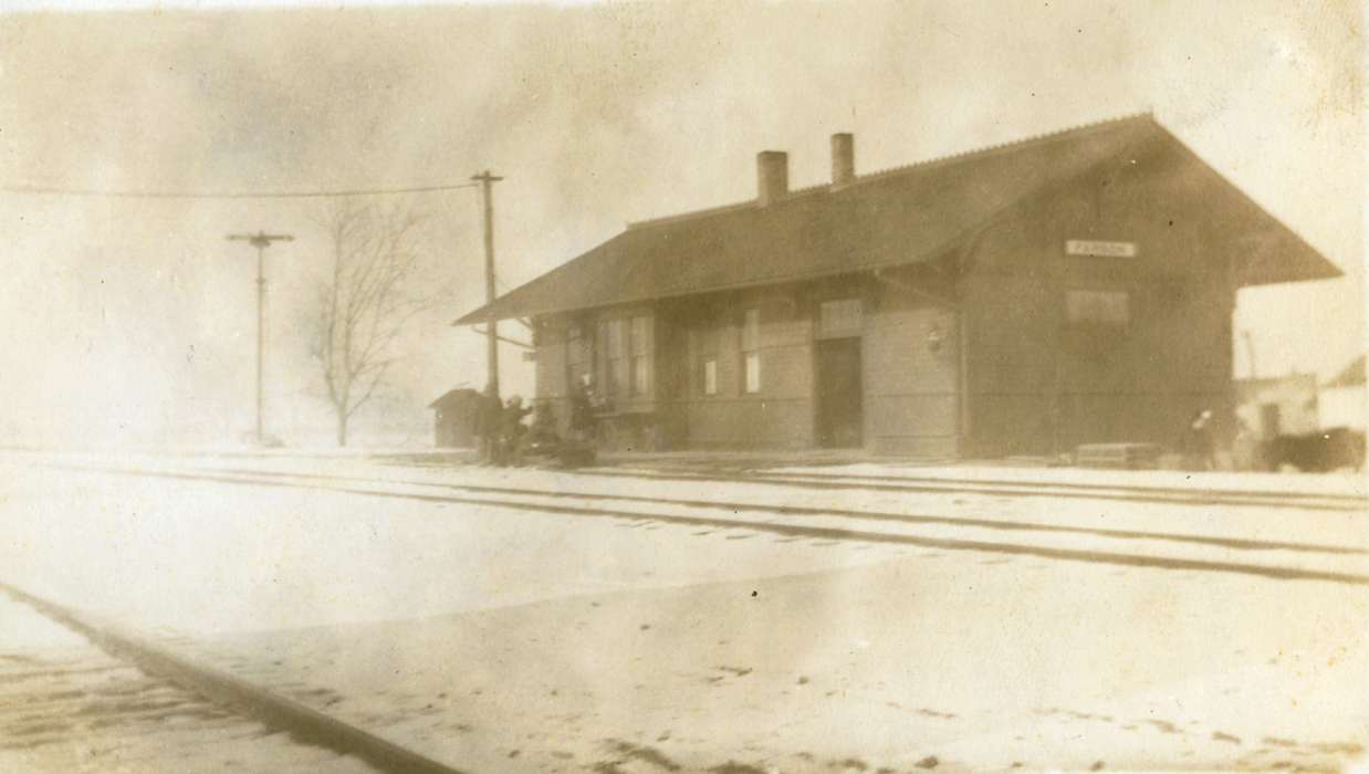 Train Stations, Lemberger, LeAnn, Winter, history of Iowa, depot, Iowa, Iowa History, Farson, IA, train track