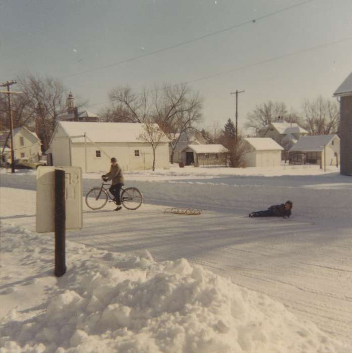 Winter, Marcus, IA, sled, accident, Children, bike, sledding, bicycle, history of Iowa, Cities and Towns, Iowa, Iowa History, Schmillen, Gloria, toboggan, snow, Outdoor Recreation
