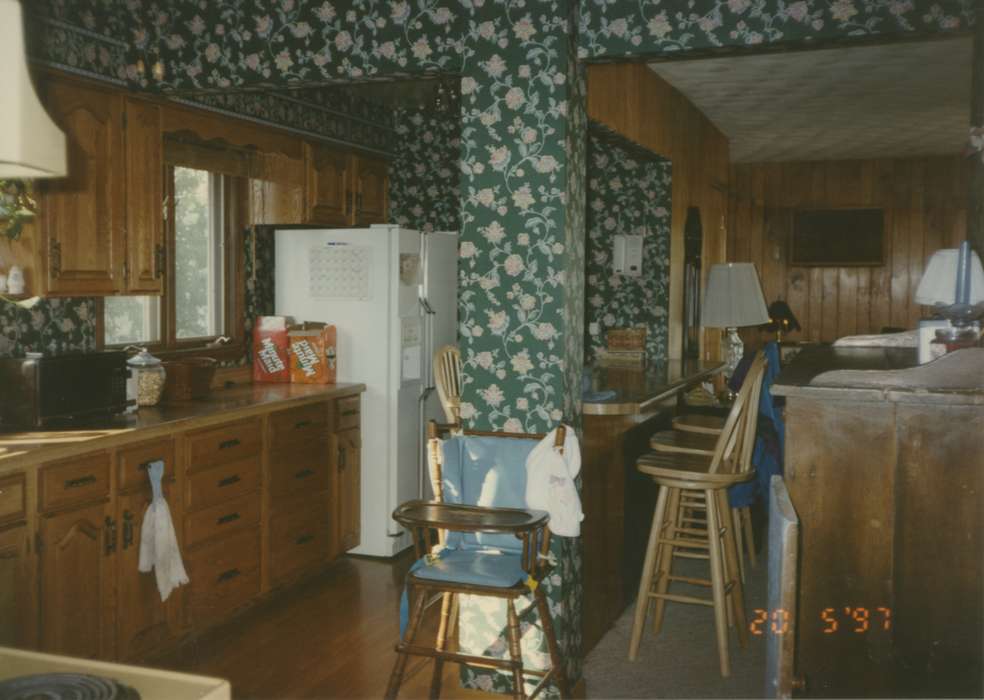 Homes, wallpaper, Iowa History, Iowa, Dubuque, IA, stool, kitchen, Carpenter, Jolene, history of Iowa, highchair