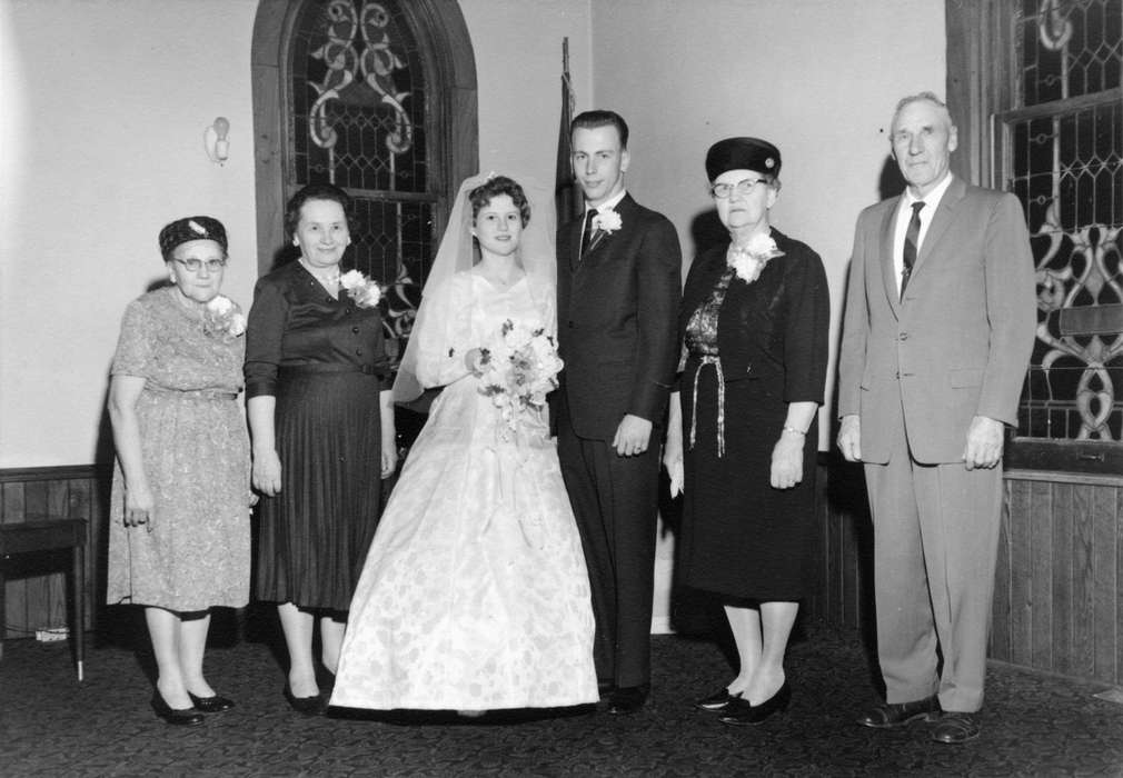 Weddings, USA, groom, Iowa, Portraits - Group, Hatcher, Darlene, bride, Iowa History, history of Iowa