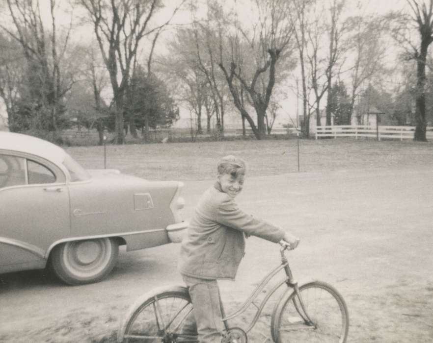 bicycle, Iowa History, Children, Motorized Vehicles, Portraits - Individual, Salway, Evelyn, car, history of Iowa, bike, Tama, IA, Iowa