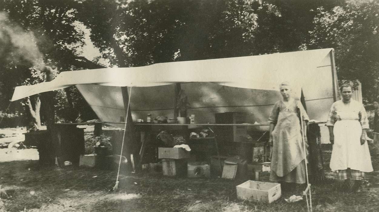 Labor and Occupations, McMurray, Doug, tent, Iowa History, Portraits - Group, Iowa, Hamilton County, IA, Food and Meals, cook, boy scouts, Outdoor Recreation, history of Iowa