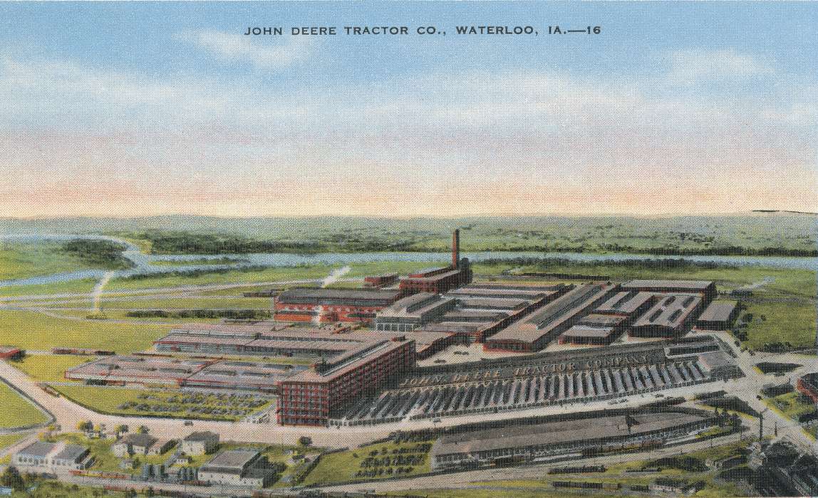 Aerial Shots, ia, IA, history, postcard, john deere, Waterloo, historic, factory, Olsson, Ann and Jons, Iowa, Black Hawk, United States, Businesses and Factories, Photos