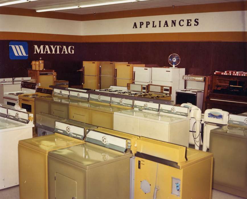 maytag, Businesses and Factories, history of Iowa, Lemberger, LeAnn, piano, dryer, washing machine, Iowa, Iowa History, appliance, Ottumwa, IA, refrigerator