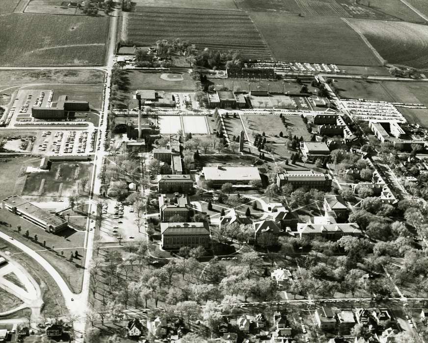 Cedar Falls, IA, Aerial Shots, Iowa History, UNI Special Collections & University Archives, history of Iowa, university of northern iowa, uni, Schools and Education, Iowa, state college of iowa