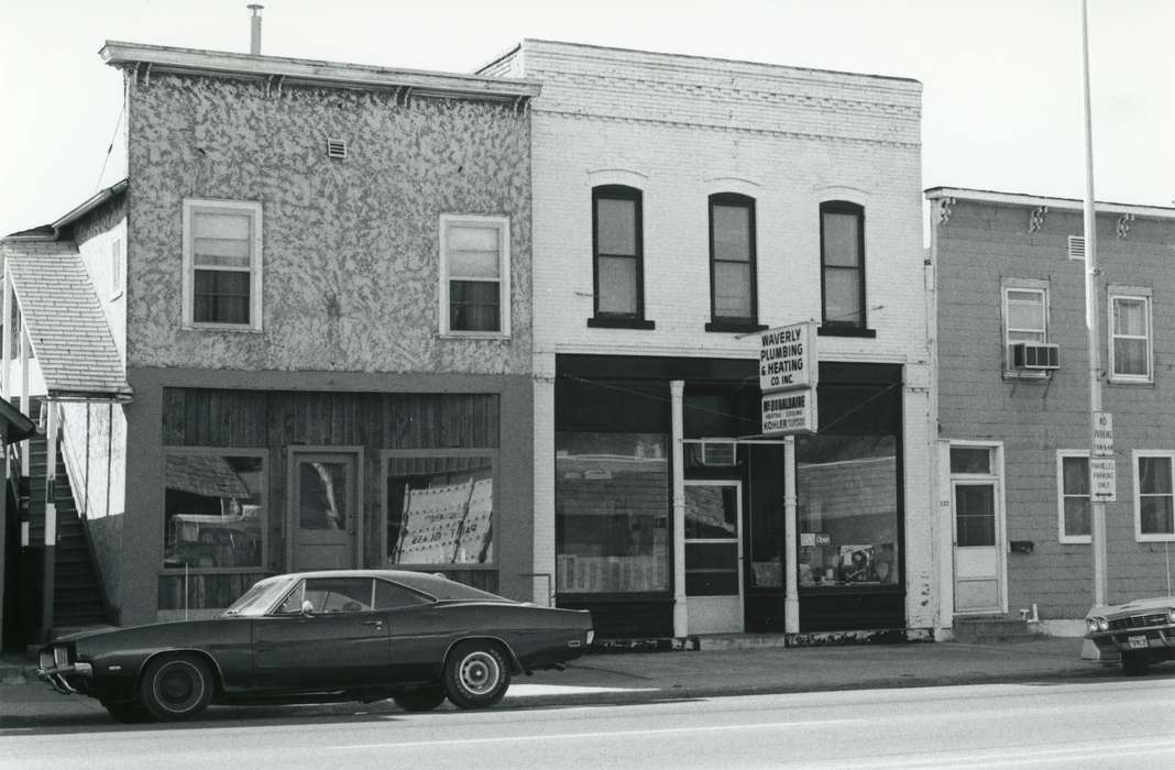 vehicles, charger, Businesses and Factories, Motorized Vehicles, history of Iowa, business, dodge, main street, Waverly Public Library, Iowa, Iowa History, Cities and Towns, Main Streets & Town Squares