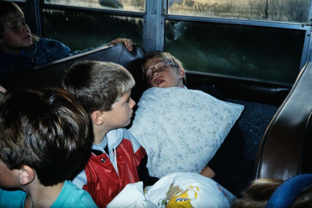 ia, Iowa, Motorized Vehicles, Coon Rapids Enterprise, Children, United States, bus, field trip, sleeping, second grade missouri trip, pillow, history, Photos, Portraits - Group, missouri trip, historic, MO, school trip