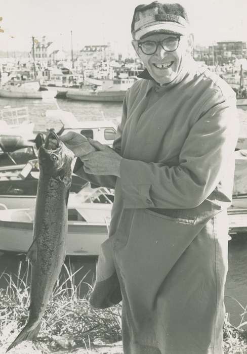 boat, fish, Outdoor Recreation, Portraits - Individual, Coon Rapids Enterprise, Motorized Vehicles, glasses, hat, correct date needed