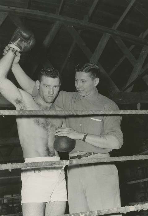 Fairs and Festivals, Coon Rapids Enterprise, Portraits - Group, hairstyle, Entertainment, boxing ring, boxing gloves, shorts, Cities and Towns