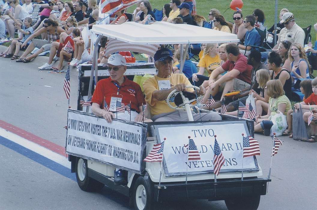 parade, Johnson, Coralville, World War II, golf cart, Iowa, Motorized Vehicles, historic, Holidays, Photos, history, Fairs and Festivals, fourth of july, Military and Veterans, Johnson County Historical Society, United States, ia, IA