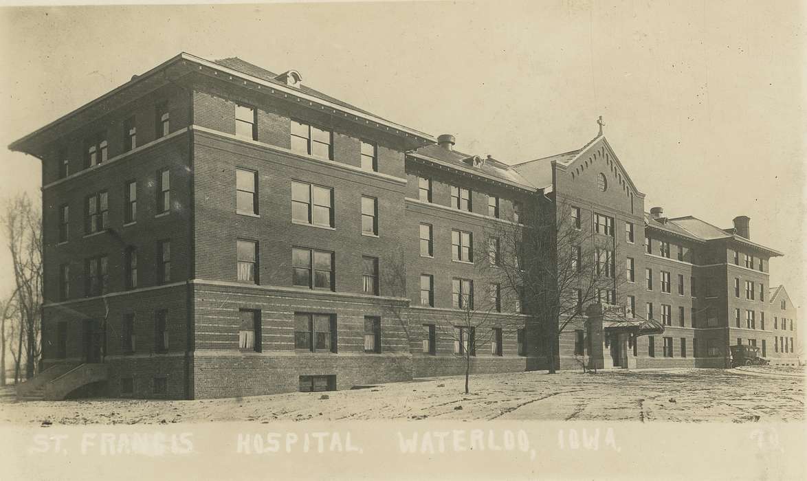 Shaulis, Gary, hospital, Iowa, Iowa History, postcard, history of Iowa, Waterloo, IA