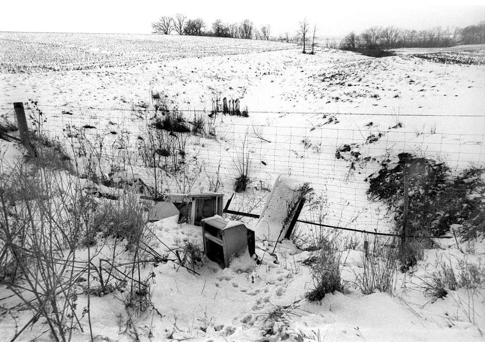 Winter, Farms, ditch, history of Iowa, Iowa History, trash, fence, Ottumwa, IA, field, Landscapes, Iowa, litter, Lemberger, LeAnn