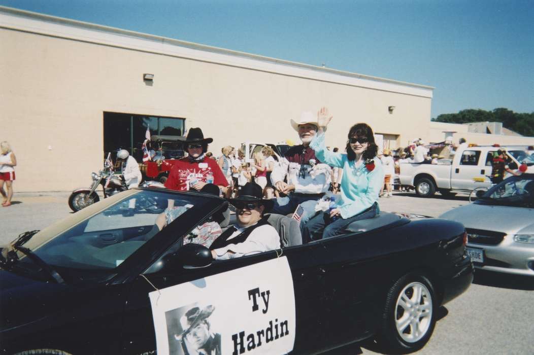 cowboy, Johnson County Historical Society, actor, Fairs and Festivals, Holidays, Entertainment, fourth of july, parade, convertible, western