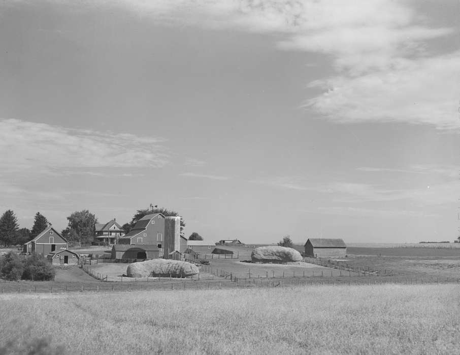 history of Iowa, Homes, Iowa History, Farms, hay mound, farmland, Barns, silo, Iowa, hay field, Library of Congress, farmhouse