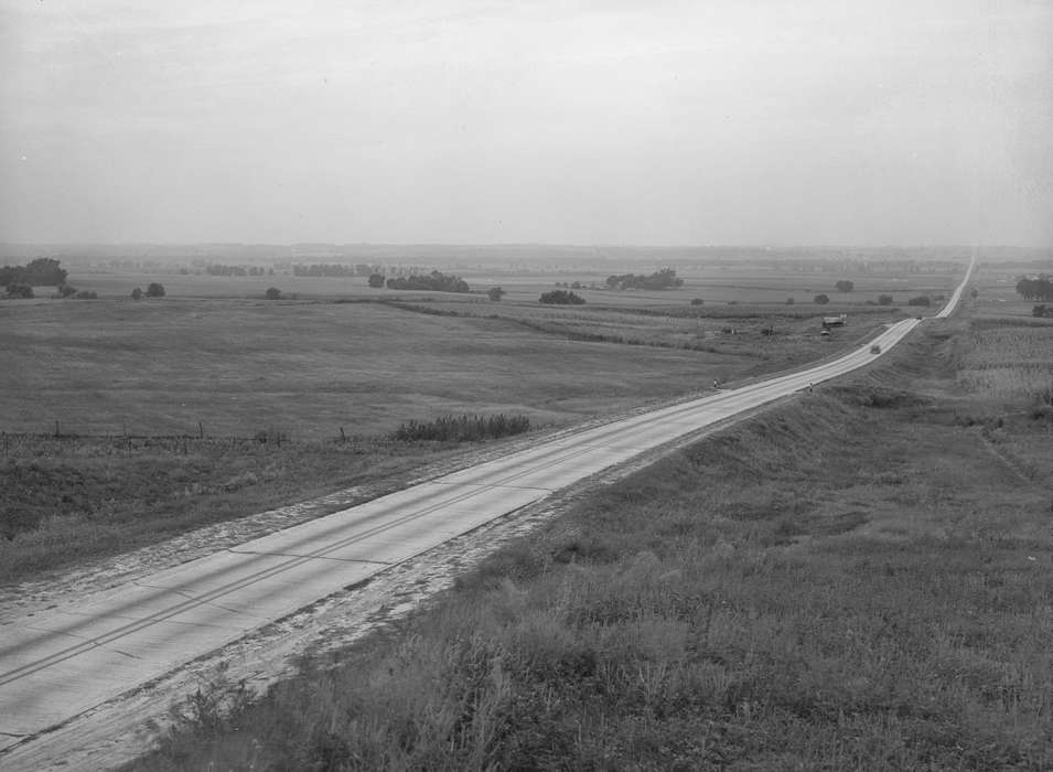 Landscapes, field, Iowa History, scenic, road, history of Iowa, horizon, prarie grass, highway, Library of Congress, Iowa