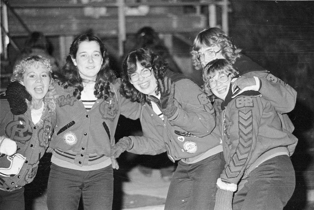 laughing, Portraits - Group, Iowa, Children, friends, Coon Rapids, history, Schools and Education, laugh, ia, historic, United States, Coon Rapids Enterprise, Sports, Photos, cheerleader, IA, cheerleaders