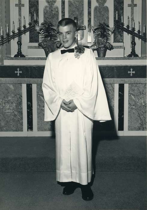 cross, Religion, history, historic, Portraits - Individual, candle, Iowa, Coon Rapids Enterprise, habit, plant, Children, ia, Religious Structures, bowtie, altar, Photos, christianity