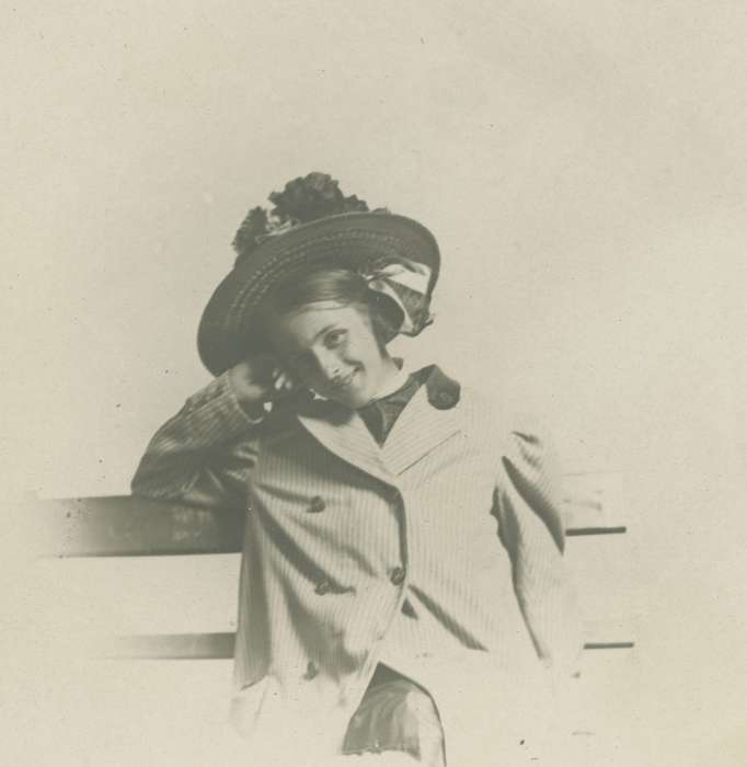 girl, history of Iowa, hat, Children, Portraits - Individual, Waverly Public Library, Iowa, Iowa History