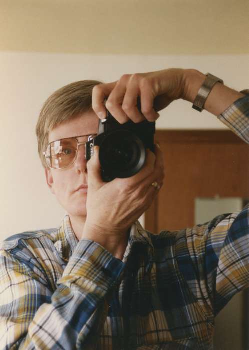 camera, selfie, glasses, plaid, canon, Portraits - Individual, Iowa History, Iowa, Waterloo, IA, history of Iowa, Segebarth, Robert
