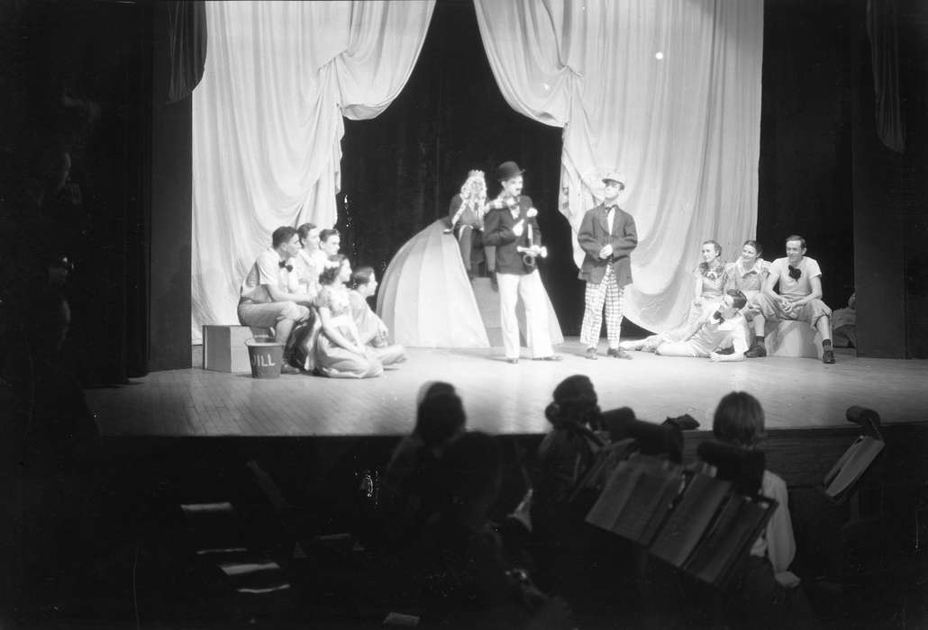 Entertainment, university of northern iowa, UNI Special Collections & University Archives, uni, Schools and Education, Iowa History, stage, theater, Cedar Falls, IA, iowa state teachers college, set, pit, Iowa, costume, history of Iowa, theatre, curtain