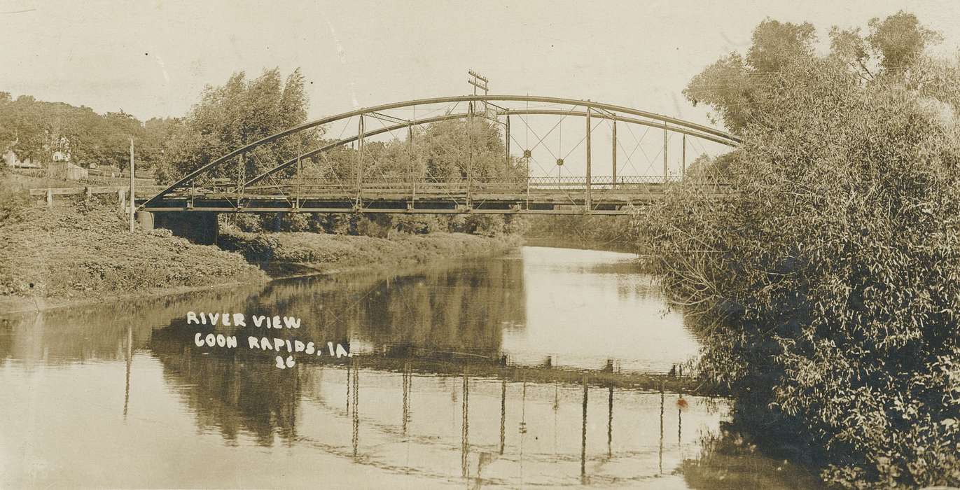 tree, water, Lakes, Rivers, and Streams, Homes, bridge, power line, Coon Rapids Enterprise, Cities and Towns