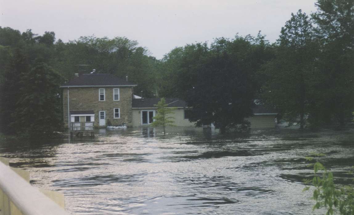 Floods, Homes, Lakes, Rivers, and Streams, house, Iowa History, Hatcher, Cecilia, trees, Anamosa, IA, Iowa, history of Iowa