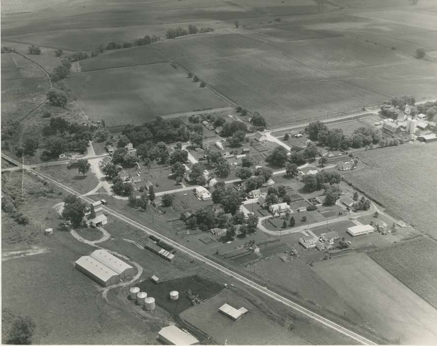 Iowa, Iowa History, Waytenick, Dave and Karen, Aerial Shots, history of Iowa, Dewar, IA, Farms, community