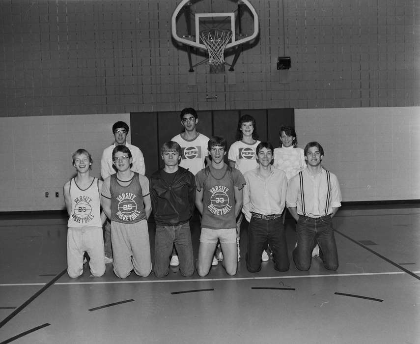 Portraits - Group, Schools and Education, team, Sports, United States, history, basketball hoop, ia, Photos, Children, gym, Coon Rapids Enterprise, historic, Iowa, IA, Coon Rapids, pepsi
