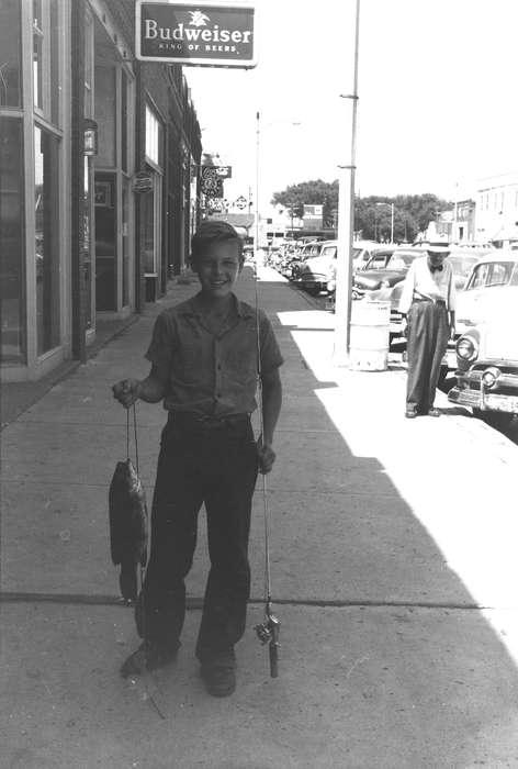 Portraits - Individual, United States, history, ia, Photos, Outdoor Recreation, Children, Coon Rapids Enterprise, fishing pole, fishing rod, historic, Iowa, budweiser, IA, Coon Rapids, fish