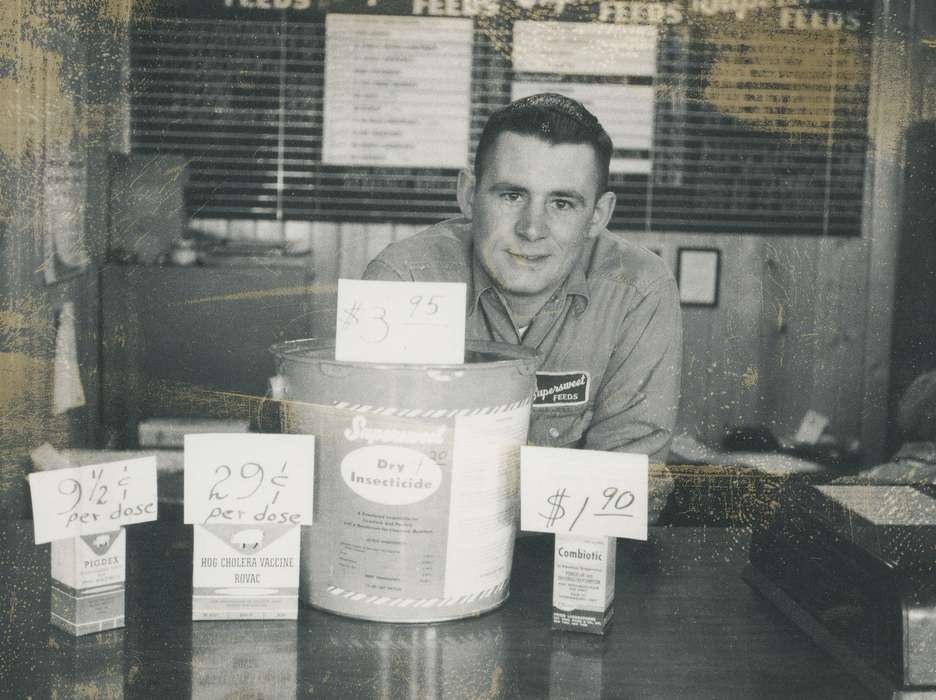 Labor and Occupations, insecticide, history, jacket, historic, Portraits - Individual, ia, Iowa, Coon Rapids Enterprise, medicine, shop, Businesses and Factories, Photos