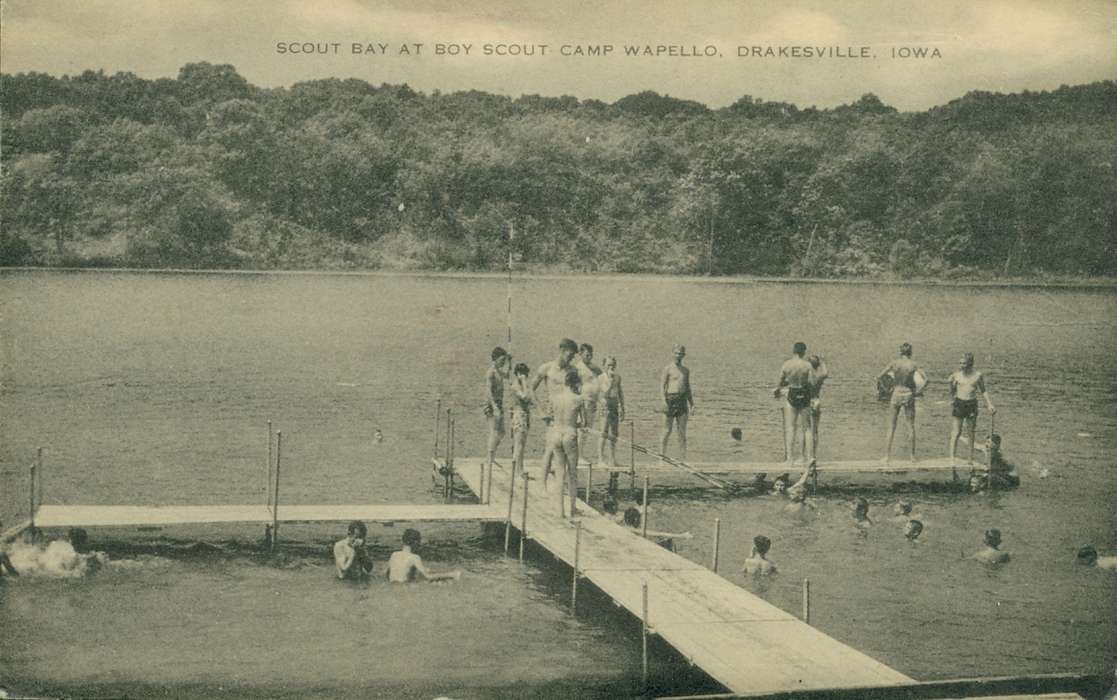 swimming suit, Children, lake, Outdoor Recreation, dock, history of Iowa, forest, Iowa, Iowa History, Bloomfield, IA, boy scout, swimming, swimsuit, Lakes, Rivers, and Streams, bathing suit, Lemberger, LeAnn