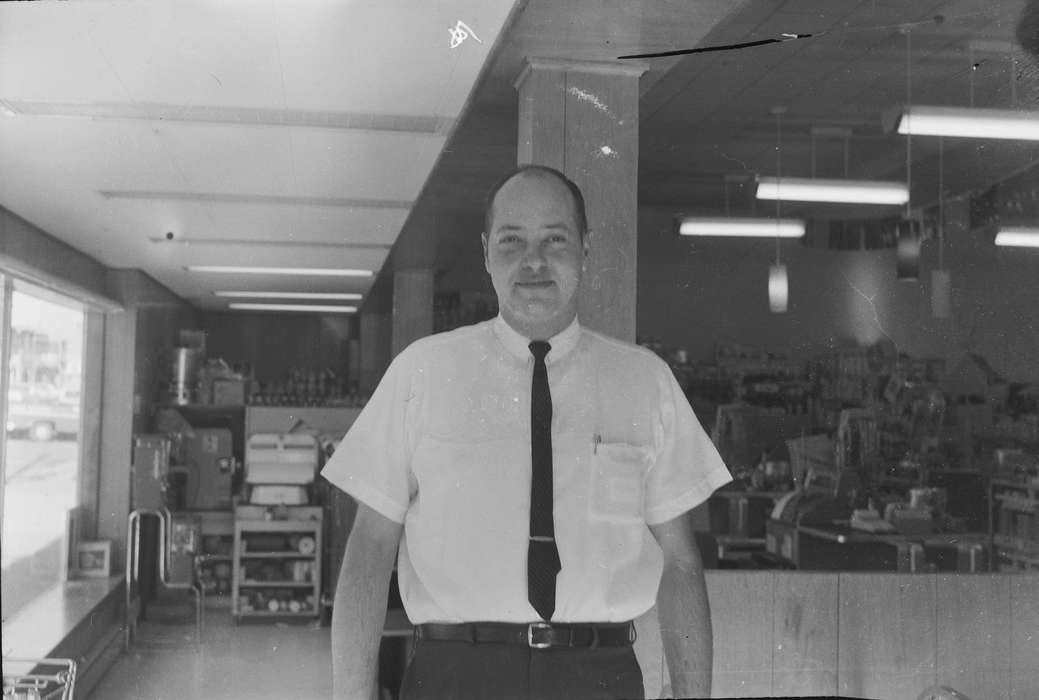 Businesses and Factories, Portraits - Individual, store, Iowa, IA, tie, United States, Photos, historic, lights, Coon Rapids, history, ia, Coon Rapids Enterprise, employee