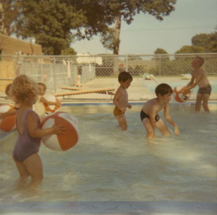 swimming pool, Children, Iowa History, Leisure, Iowa Falls, IA, Reiter-Husted, Brenda, beach ball, Iowa, history of Iowa, pool, Outdoor Recreation