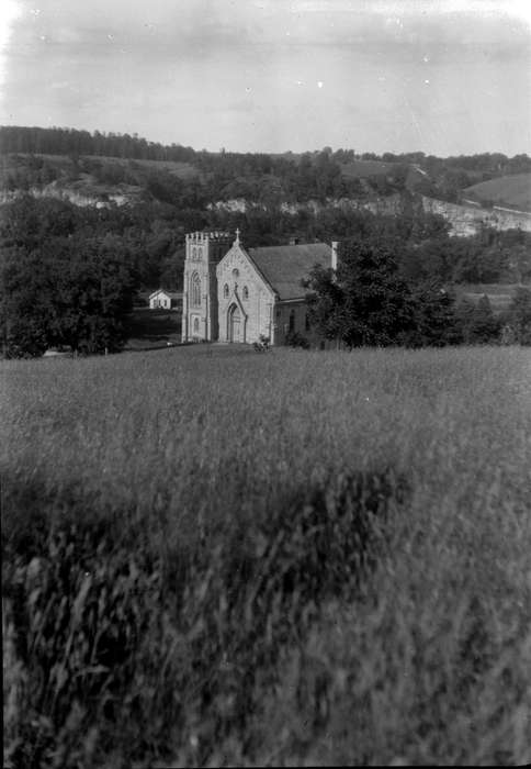 church, Lemberger, LeAnn, Iowa History, window, history of Iowa, Stone City, IA, cross, hill, stone city art colony, Iowa, Religious Structures