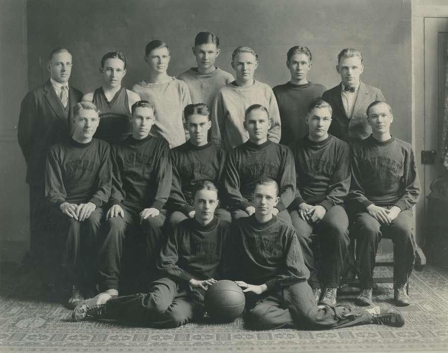Waverly Public Library, Sports, Iowa History, correct date needed, basketball players, history of Iowa, Portraits - Group, basketball, basketball team, Iowa, Children