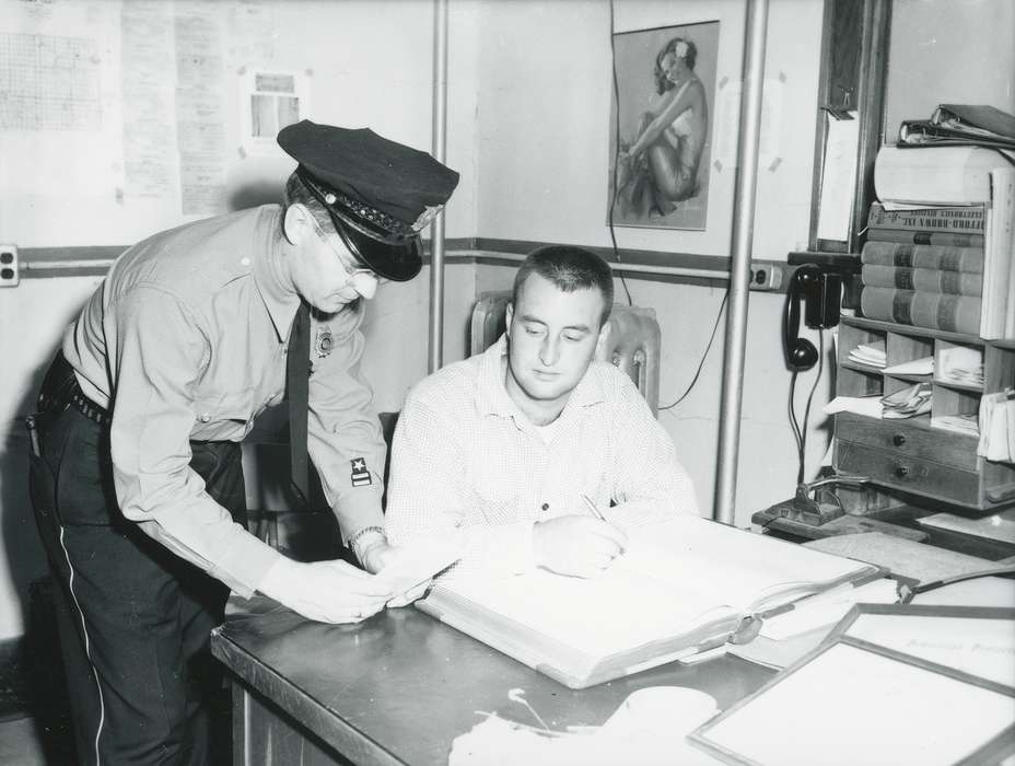 police, Waverly Public Library, Prisons and Criminal Justice, desk, Iowa, Iowa History, police officer, history of Iowa