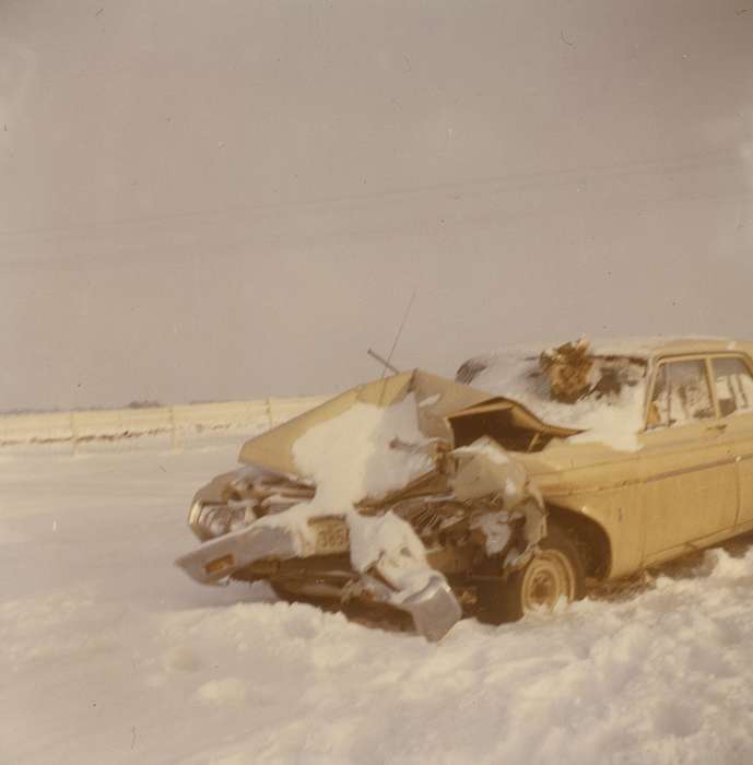 Iowa, Winter, car, Motorized Vehicles, Iowa History, history of Iowa, Wrecks, Clarion, IA, crash, Kolb, Elaine, snow