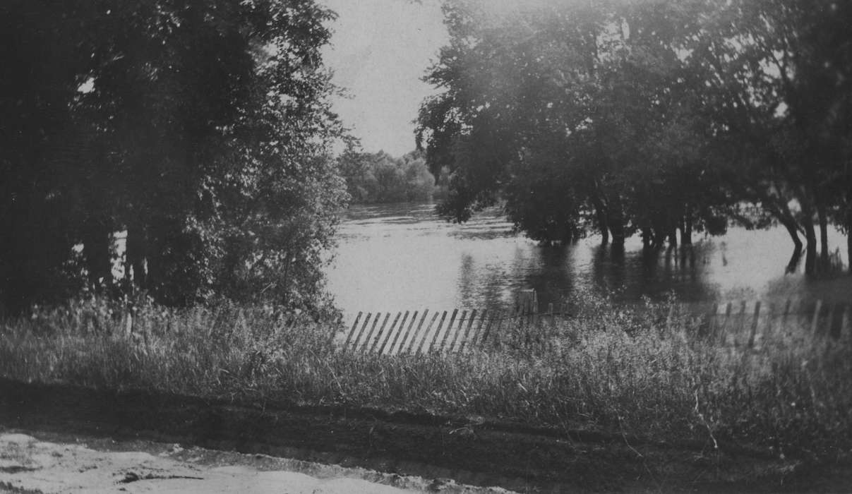 fence, Lakes, Rivers, and Streams, Landscapes, Iowa History, trees, King, Tom and Kay, Iowa, IA, history of Iowa