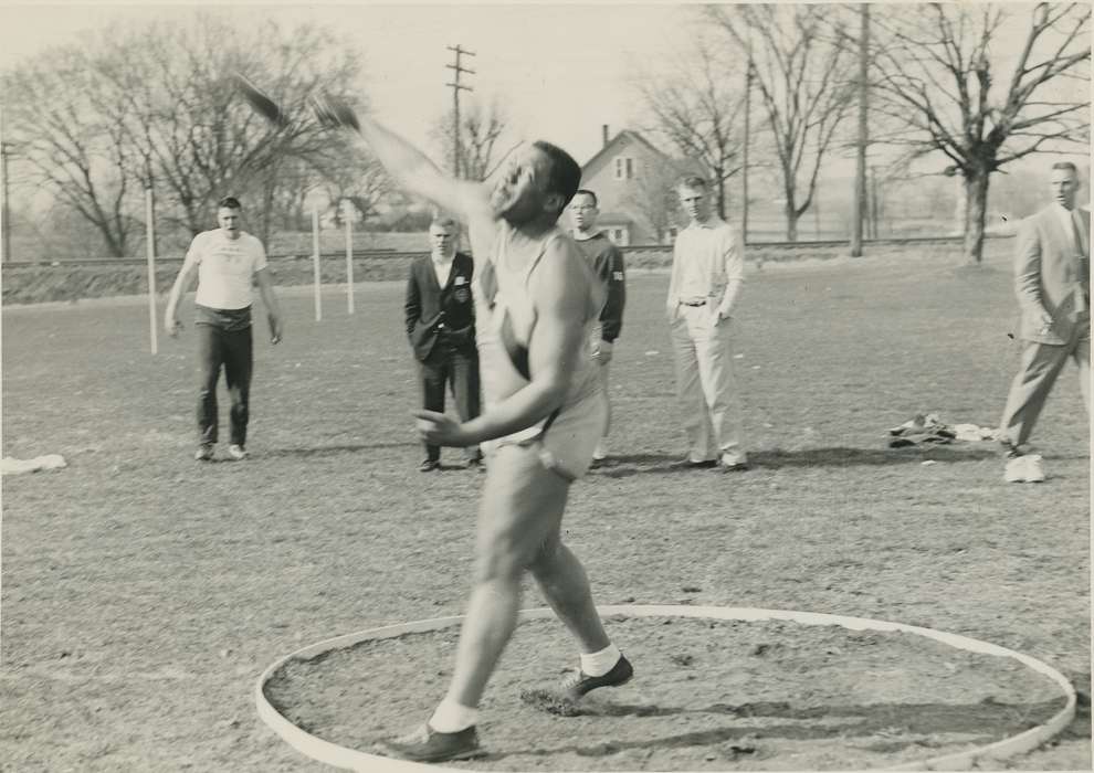 Sports, shot put, uni, Cedar Falls, IA, university of northern iowa, Iowa History, Schools and Education, history of Iowa, Outdoor Recreation, People of Color, african american, track and field, University of Northern Iowa Museum, iowa state teachers college, Iowa, sports