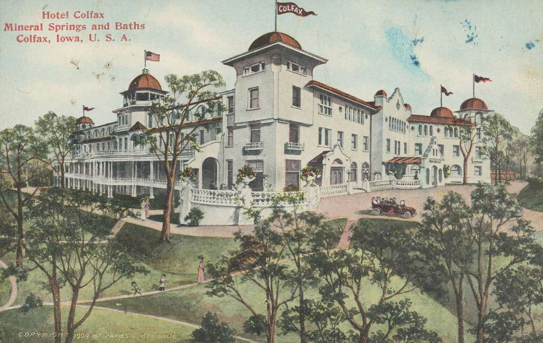 Olssen, Ann, hotel, IA, ia, Colfax, postcard, Jasper, history, historic, Iowa, United States, Businesses and Factories, Photos