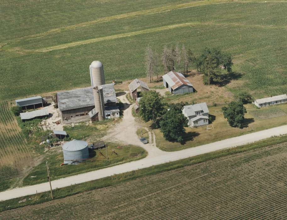 Homes, Barns, Central City, IA, Powers, Janice, Farms, Iowa History, Iowa, silo, Aerial Shots, grain bin, history of Iowa, road
