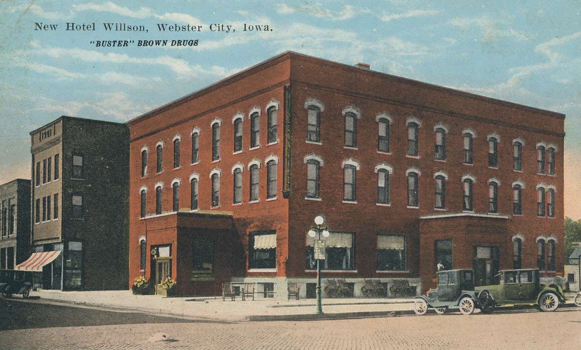 ia, hotel, IA, history, postcard, historic, Olsson, Ann and Jons, Photos, Webster City, Iowa, United States, Businesses and Factories, Hamilton