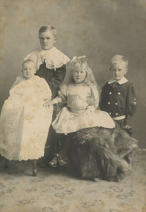 white dress, Children, correct date needed, Waverly Public Library, Iowa History, Portraits - Group, Iowa, baby, history of Iowa, boys, girls