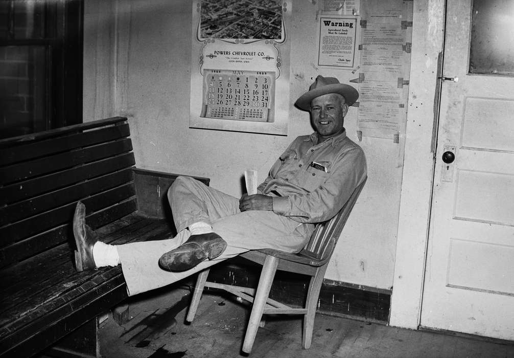 Portraits - Individual, United States, history, leaning, ia, Photos, sun hat, Leisure, Coon Rapids Enterprise, bench, historic, button up, Iowa, smile, IA, Coon Rapids, calendar