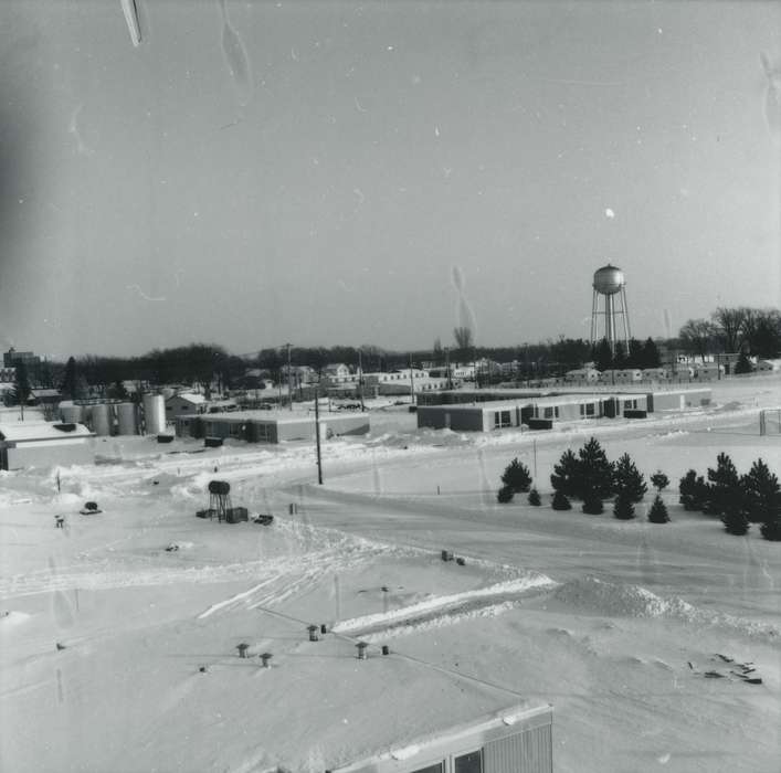 history of Iowa, snow, houses, Aerial Shots, Waverly Public Library, Iowa, Iowa History, street, Cities and Towns