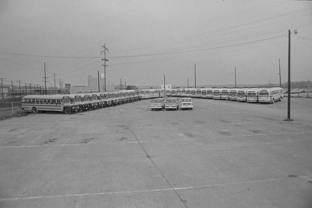 telephone pole, bus, Iowa History, Iowa, Lemberger, LeAnn, Ottumwa, IA, Cities and Towns, school bus, history of Iowa, Motorized Vehicles