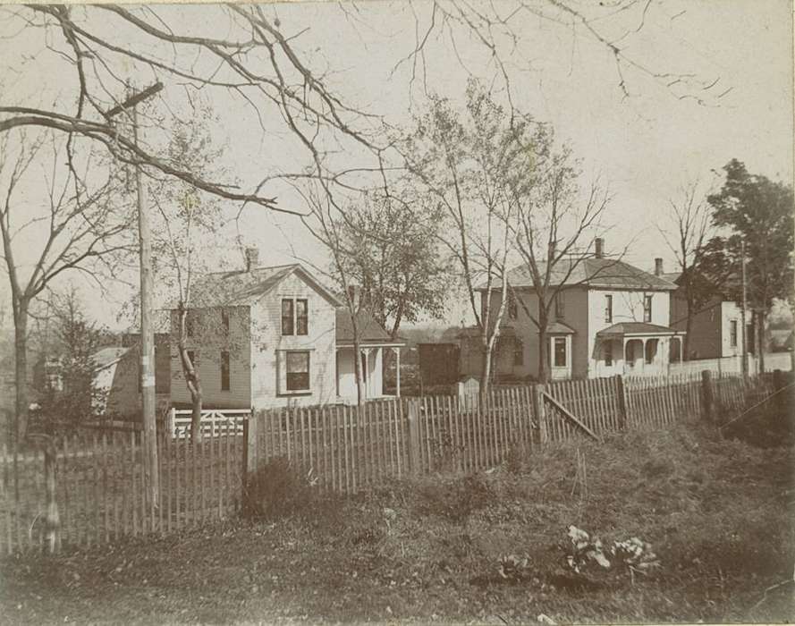 fence, tree, Neymeyer, Robert, Parkersburg, IA, house, Iowa History, telephone pole, Iowa, history of Iowa