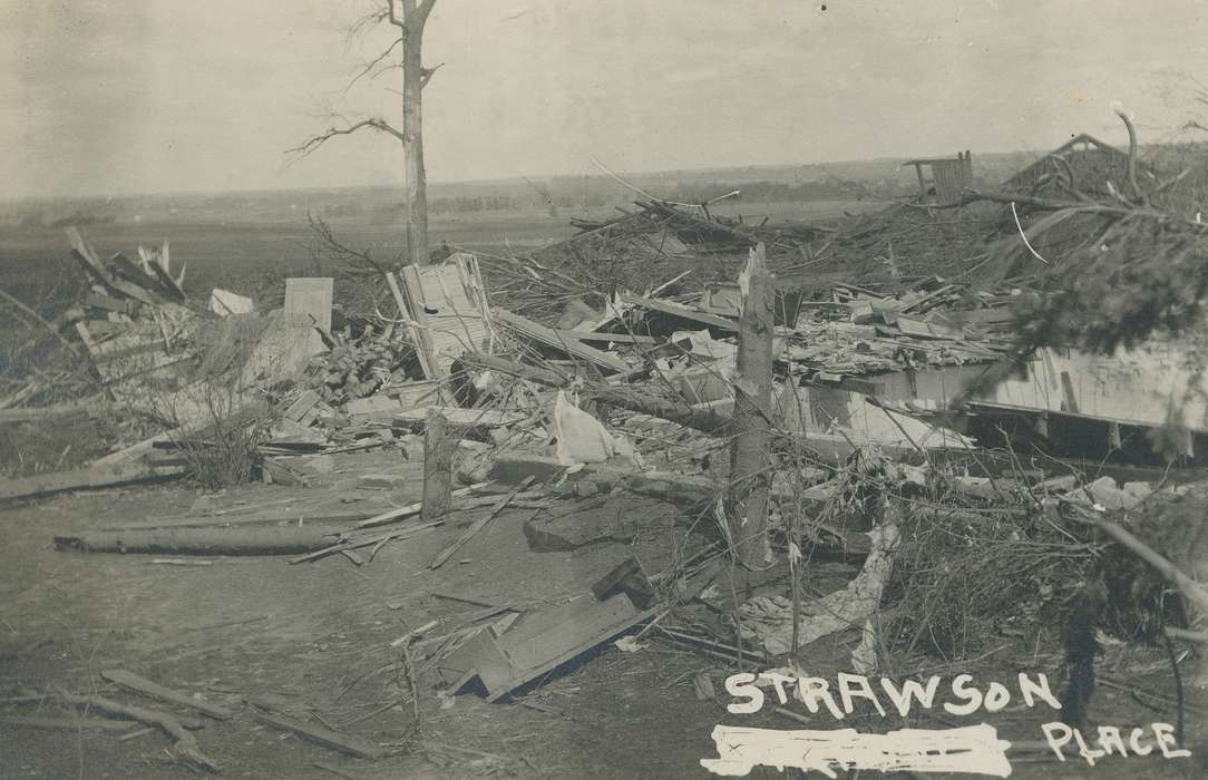 storm damage, Waverly Public Library, Homes, Farms, Iowa History, Wrecks, correct date needed, Horton, IA, Iowa, history of Iowa, strawson, tornado